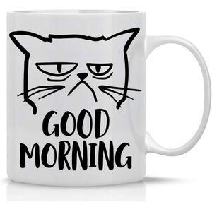 White Cat Mug with Grumpy Cat Design